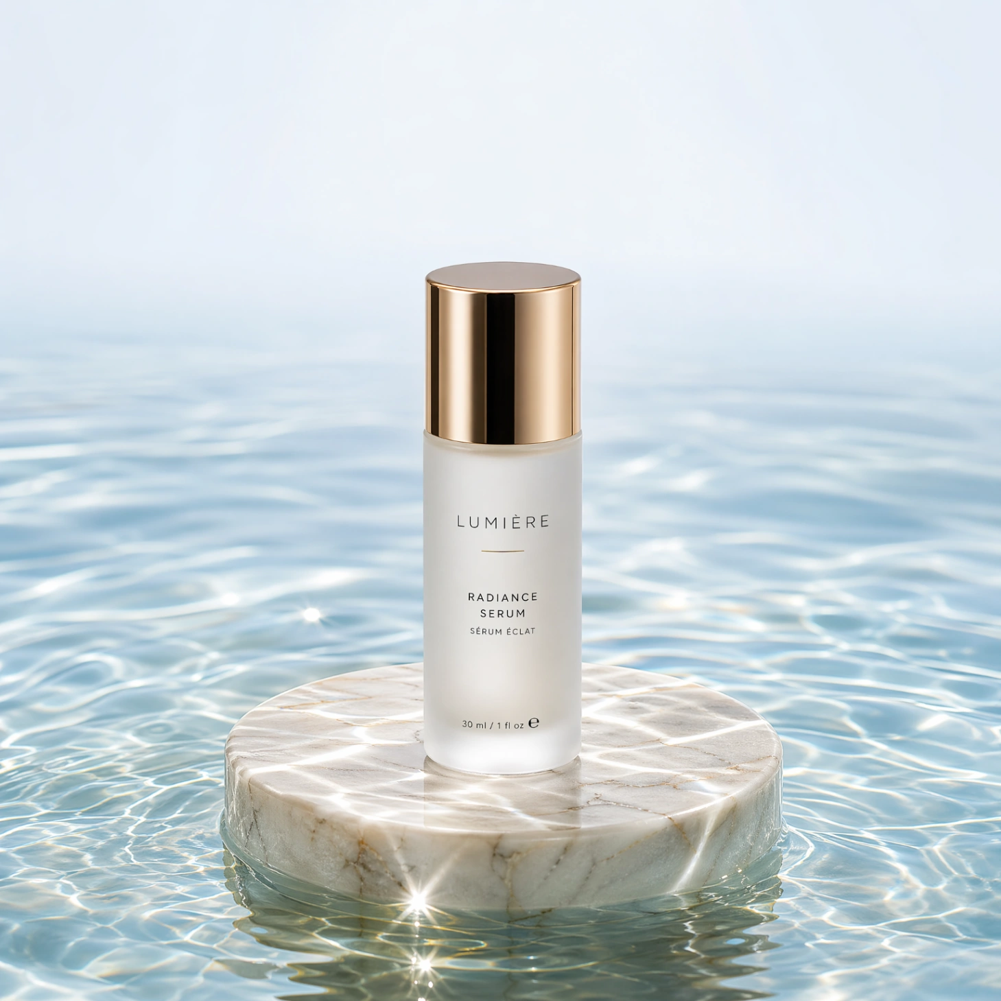 Luxury skincare serum bottle mockup generated by GPT Image 2 using advanced product photography prompts